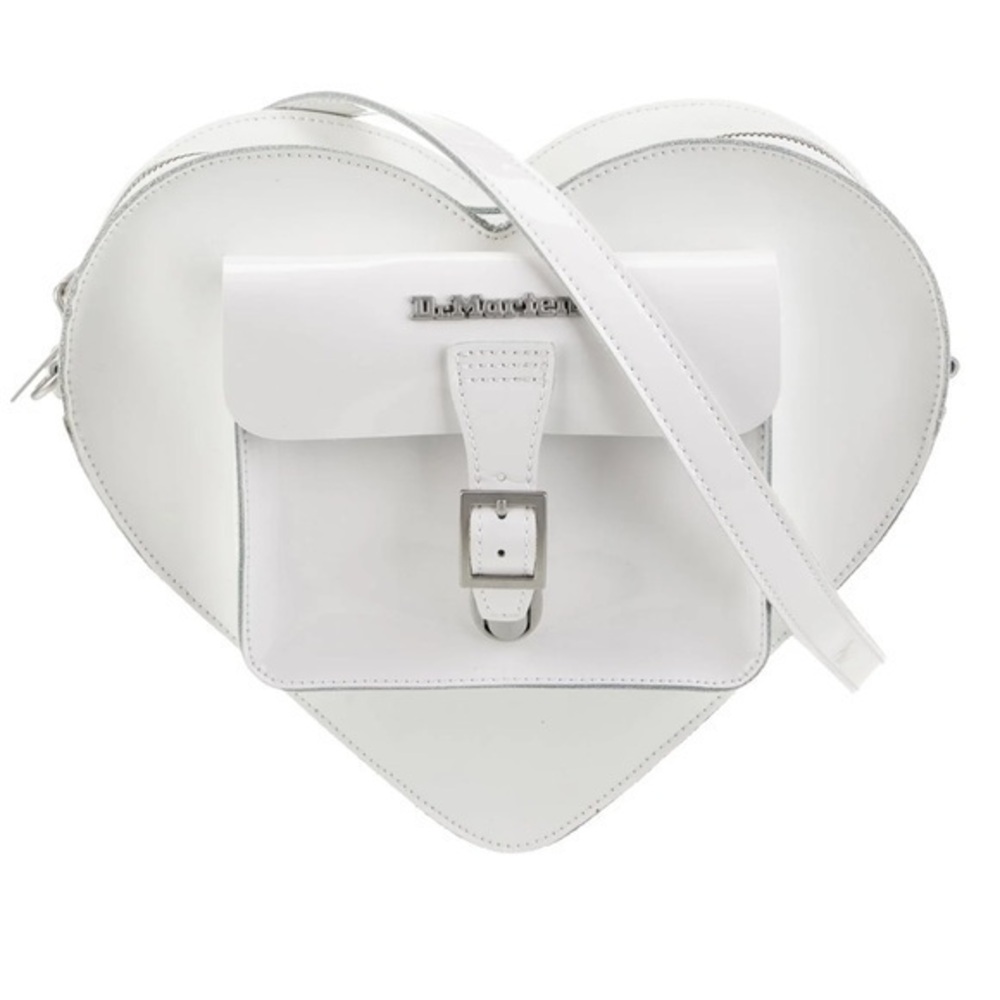 NWT Dr. Martens White Leather Heart Shaped Bag featuring the iconic heart - Picture 16 of 16